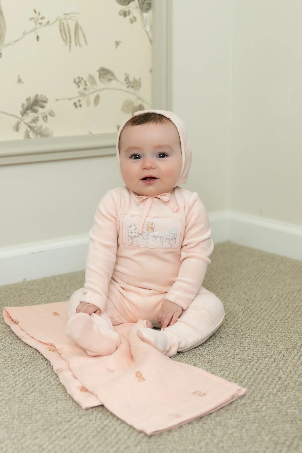 Tea Time Muslin Swaddle -Pale Pink