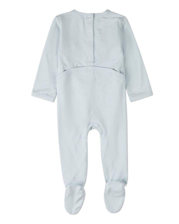 Bear On A Shelf Footie - Baby Blue