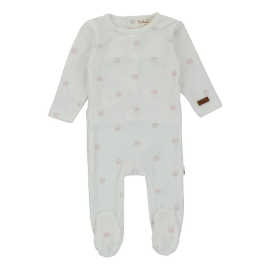 Bow Print Velour Footie