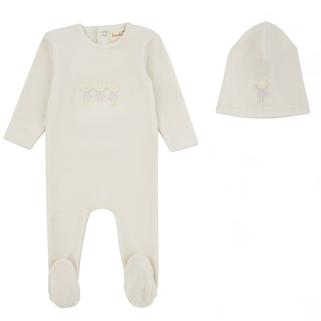 Bunny Velour Footie