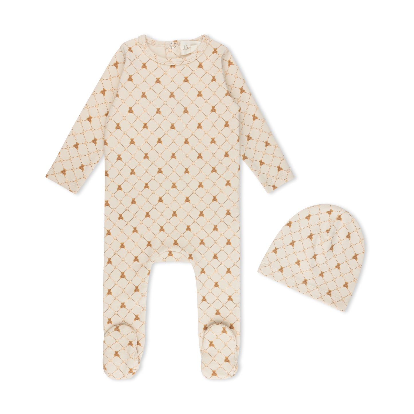 Bear Grid Print Footie - Boys