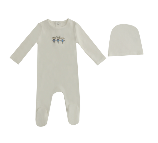Mini Dancing Bunnies Footie - White