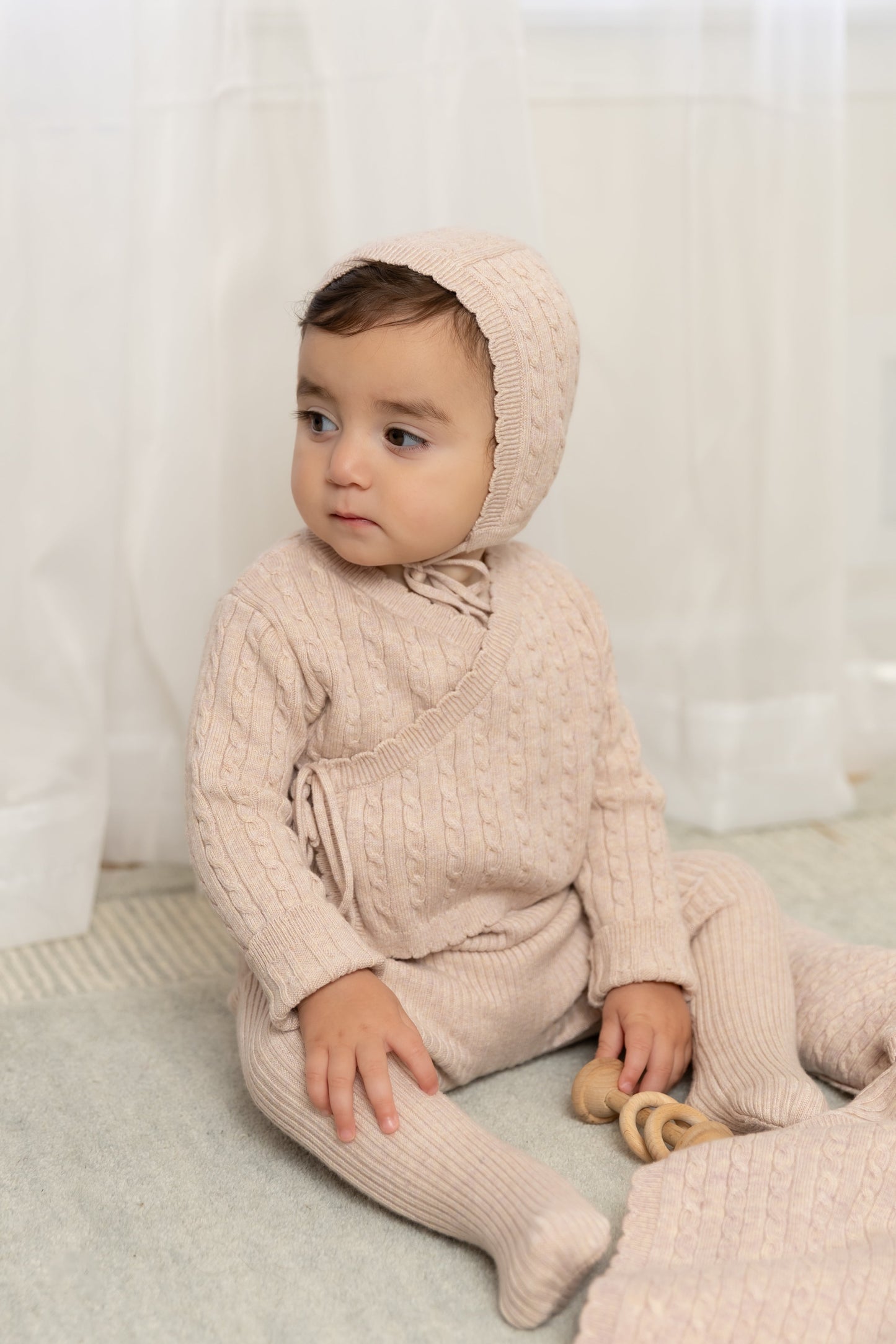 Soft Cable Knit Outfit - Marled Pink
