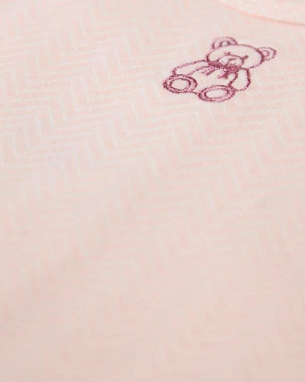 Snuggly Bear Chevron Footie - Pink