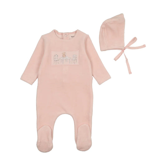 Tea Time Velour Footie/Beanie - Pale
Pink