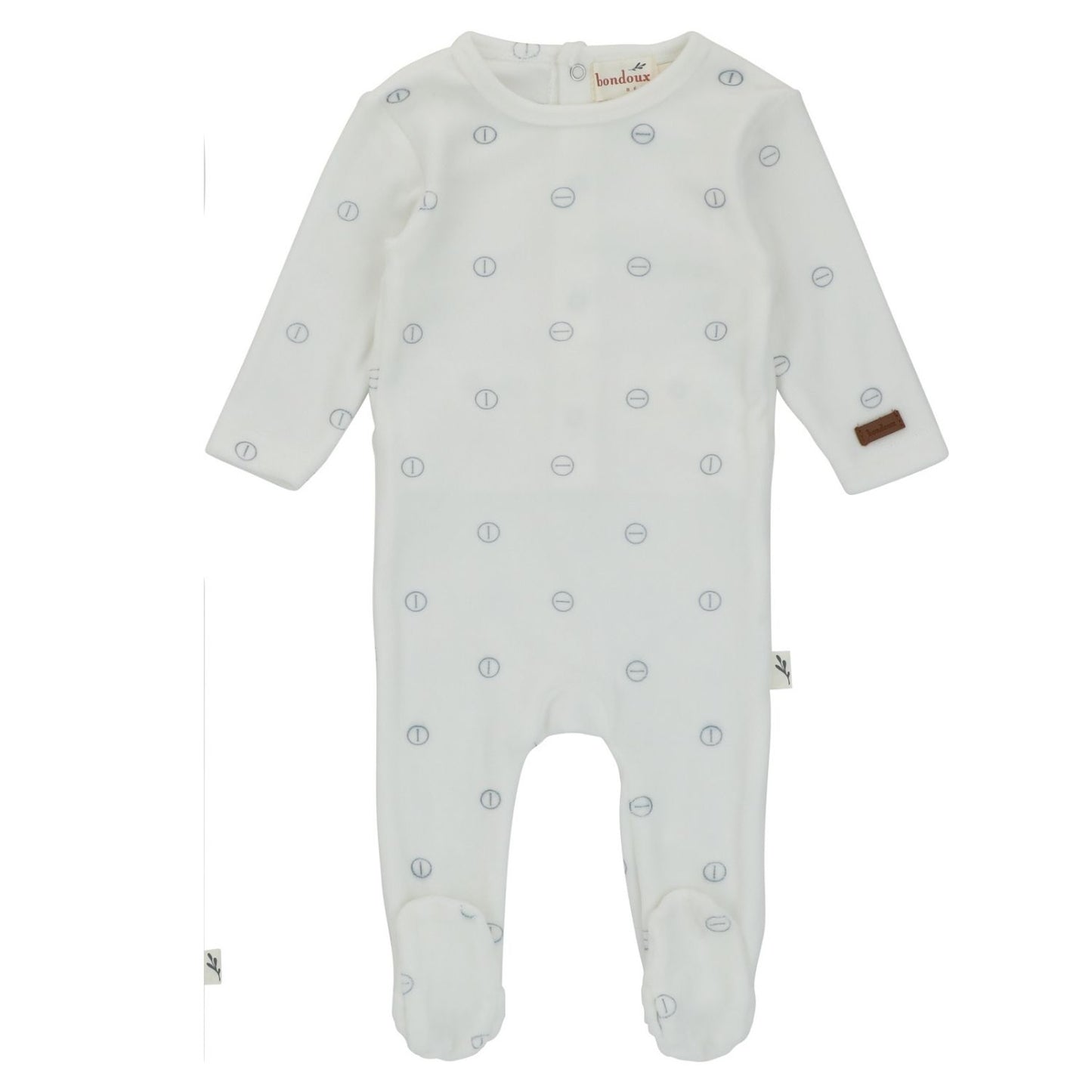 Button Print Velour Footie