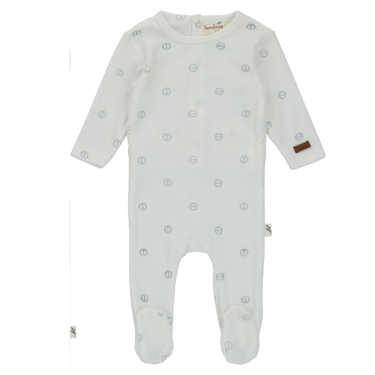 Button Print Velour Footie