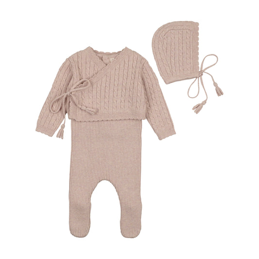 Soft Cable Knit Outfit - Marled Pink