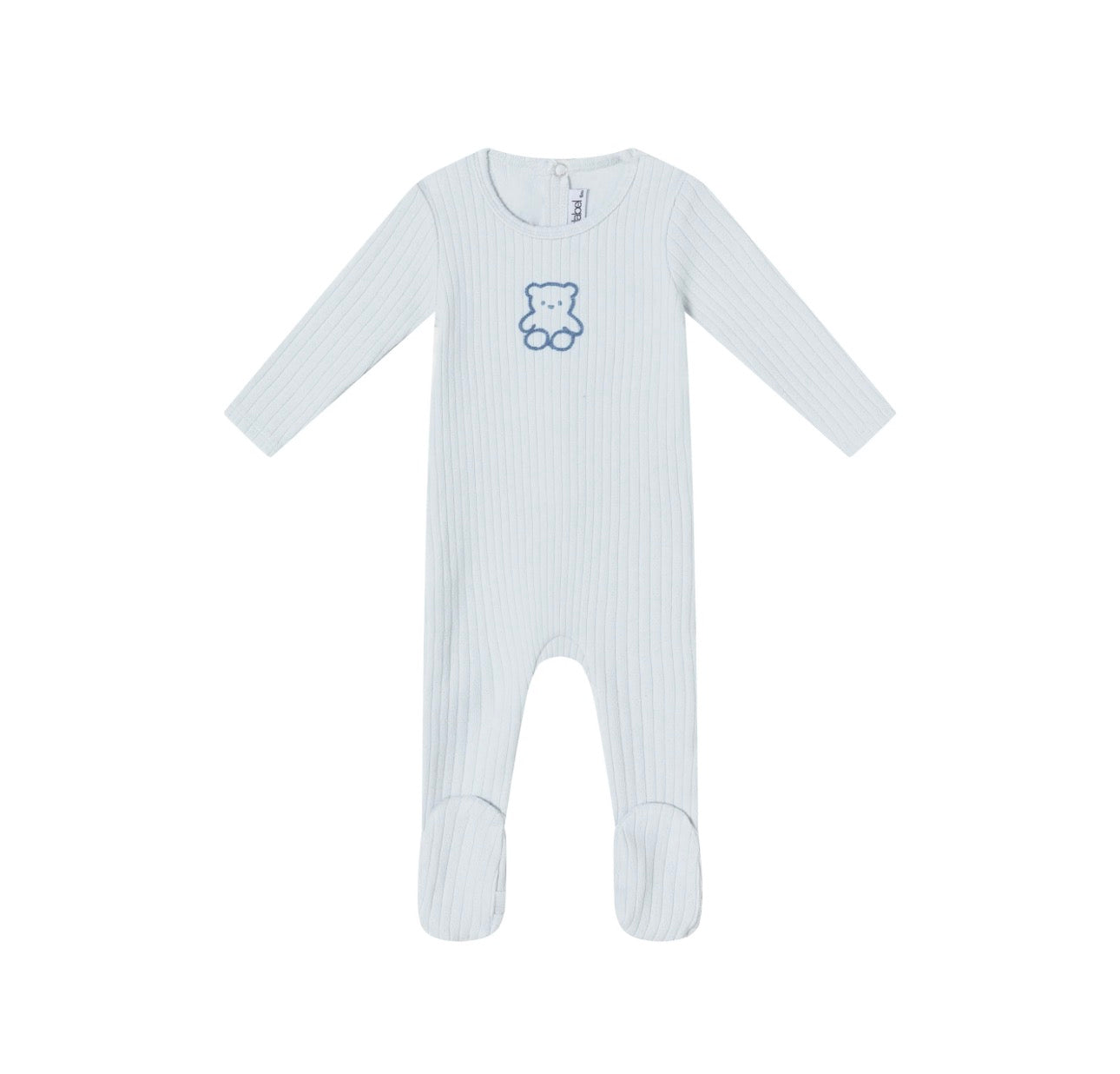 Pointelle Bear Footie - Blue