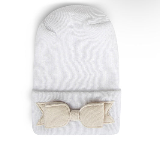 Hospital Hat - Linen Cream Bow