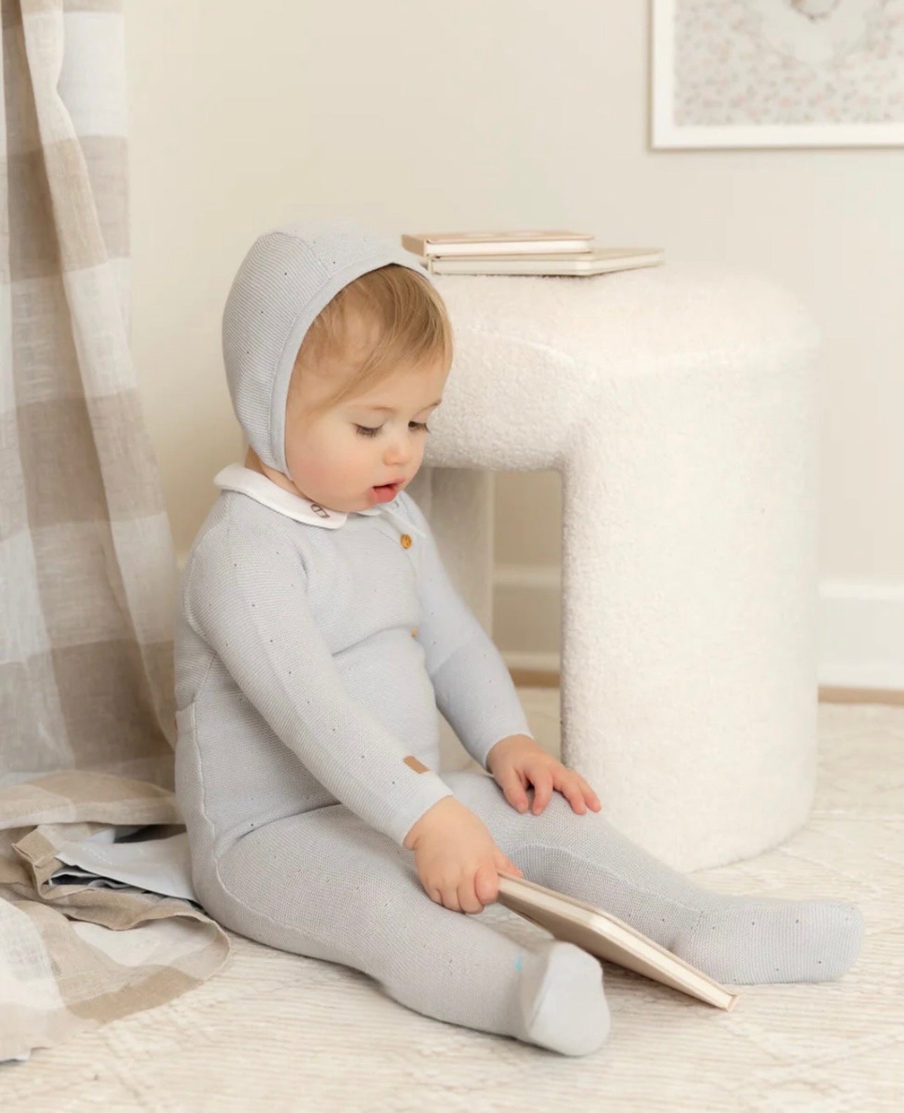 Boys Leather Tab Knit Footie Set
