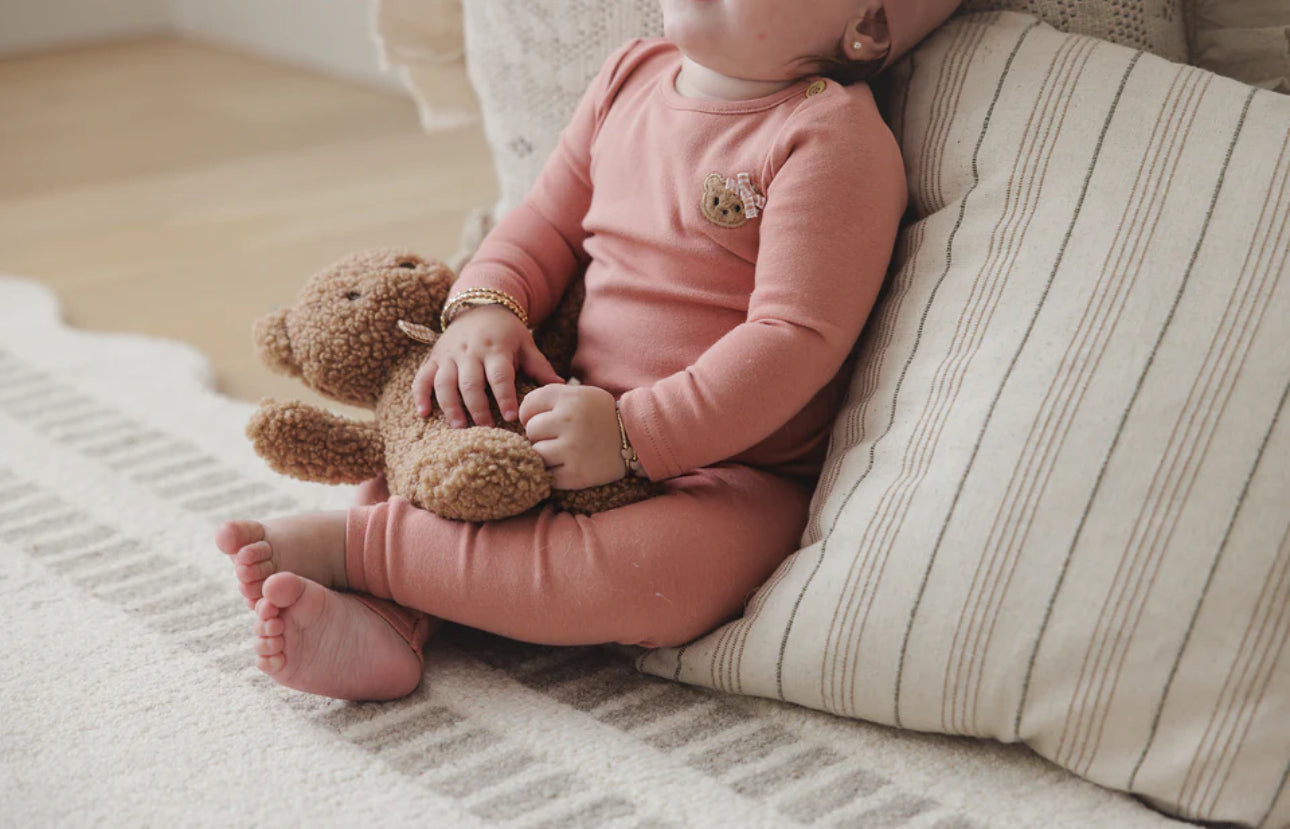Lilette Bear Applique Lounge Set - Deep Pink