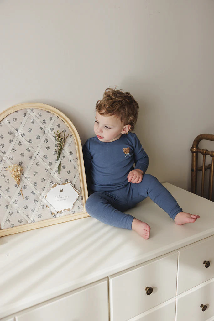 Lilette Bear Applique Lounge Set - Slate