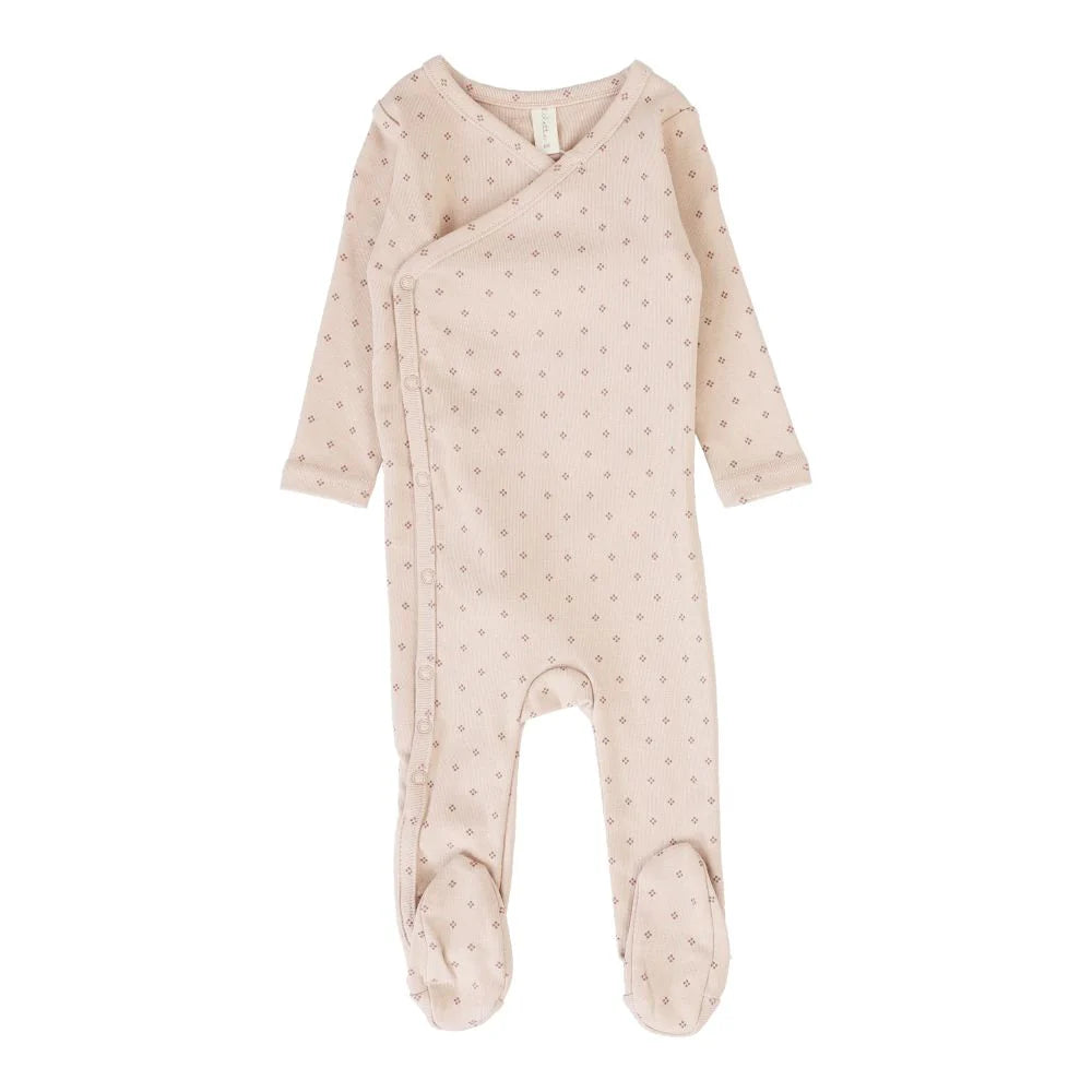 Lilette Diamond Dot Footie - Dusty Pink