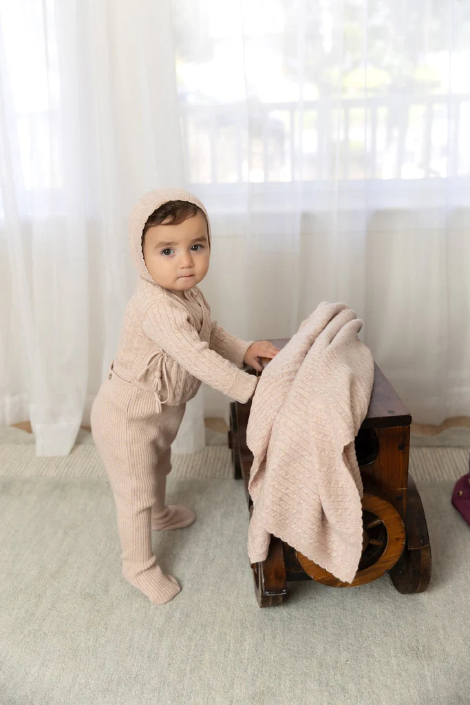 Soft Cable Knit Outfit - Marled Pink