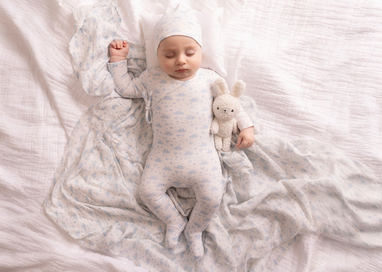 Farmhouse Print Footie - Blue