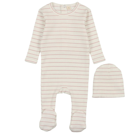 Ribbed Stripe Footie & Hat