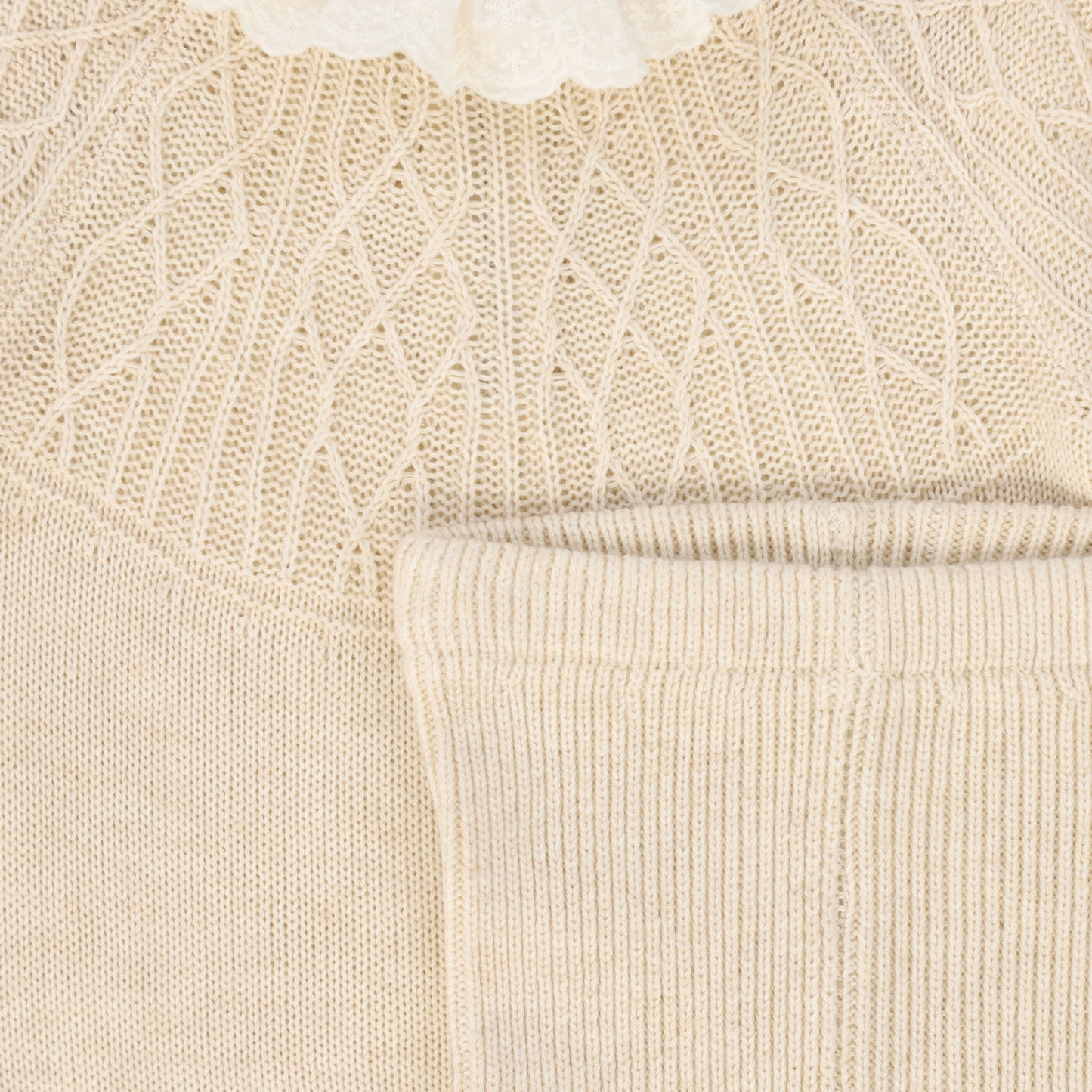 Bace Collection Oatmeal Lace Collar Sweater Set