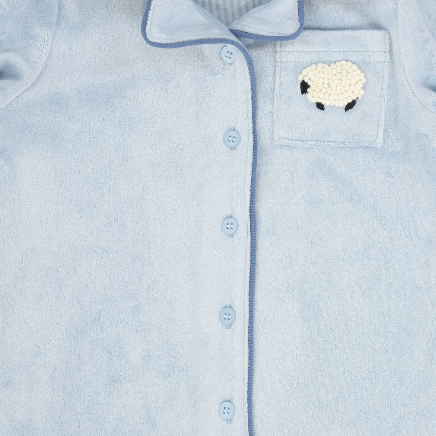 Bebe Jolee Blue Embroidered Pocket Trim Pajamas