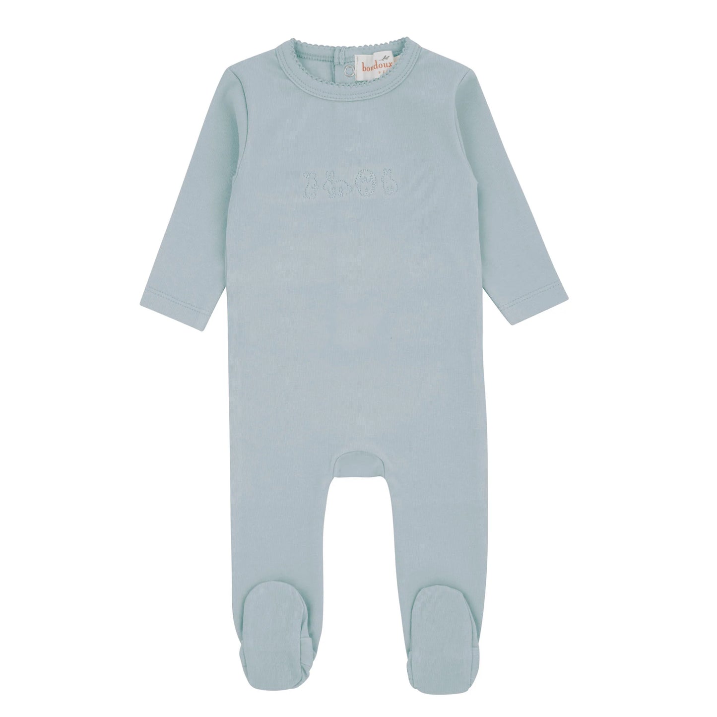 Bunny Embroidery Blue Footie