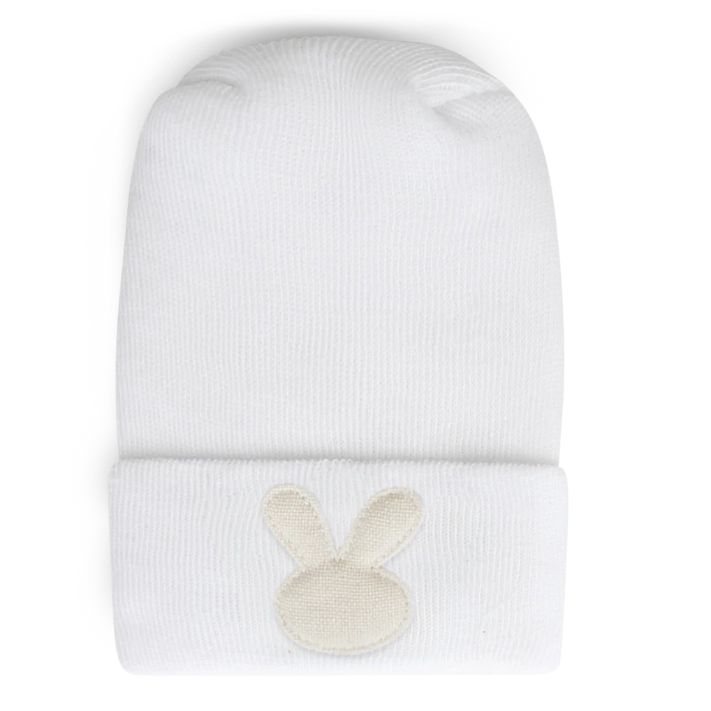 Hospital Hat - Linen Ivory Bunny
