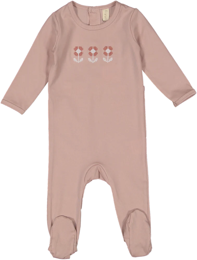 Embroidered Tulip Footie & Hat