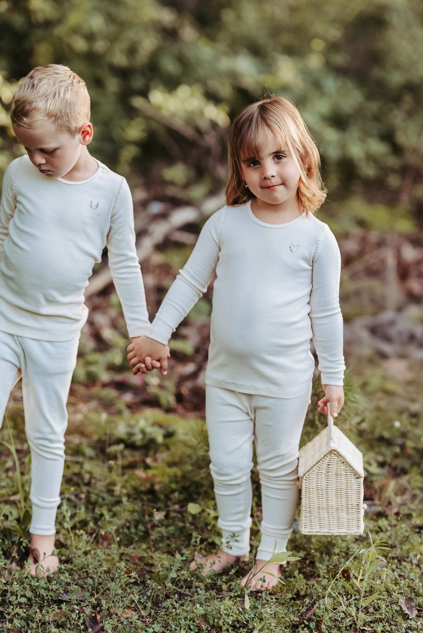 Cream Stitched Heart Footie