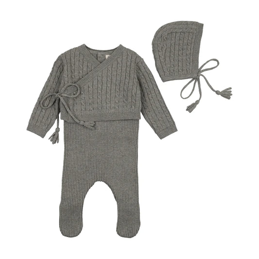 Soft Cable Knit Outfit - Charcoal