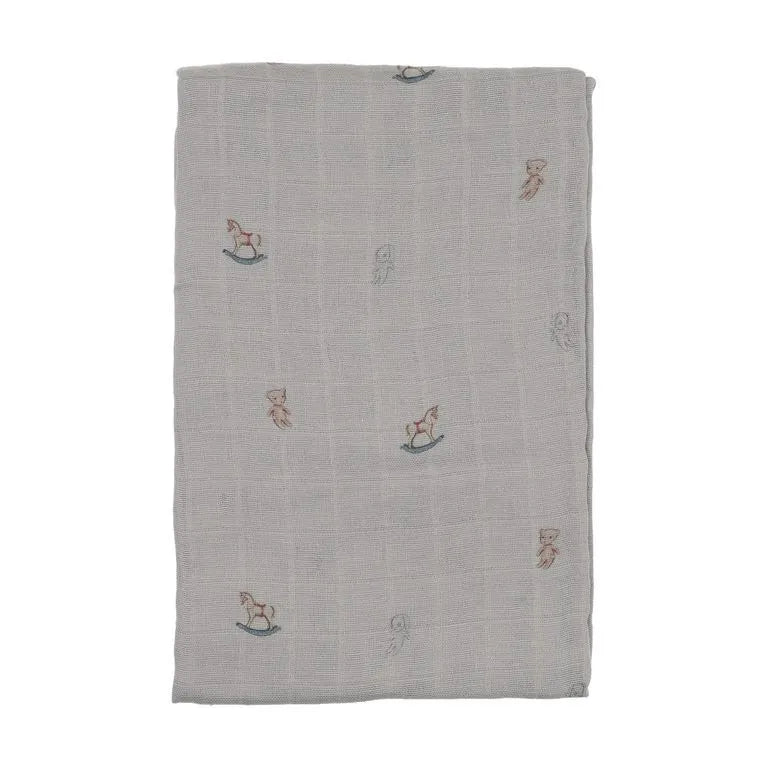 Tea Time Muslin Swaddle - Dusty Blue