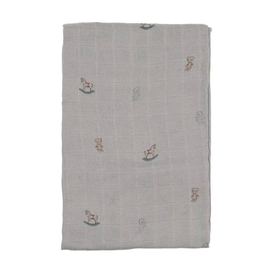 Tea Time Muslin Swaddle - Dusty Blue