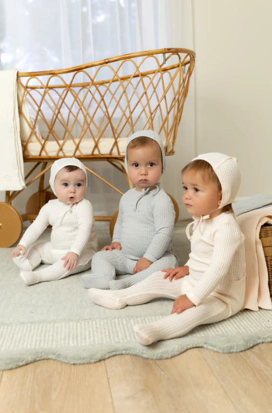 Dainty Rope Pointelle Footie/Bonnet - Champagne Pink