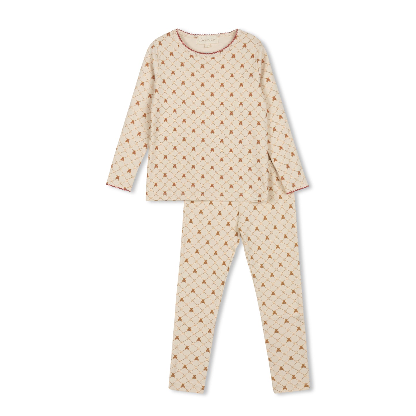 Bear Grid Print PJ - Girls
