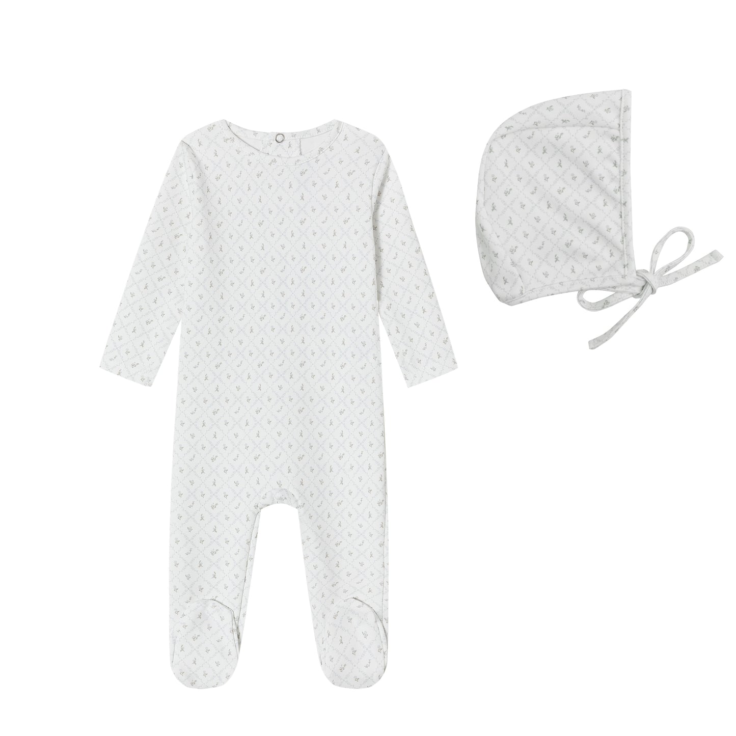 White Geometrical Printed Footie - Boys
