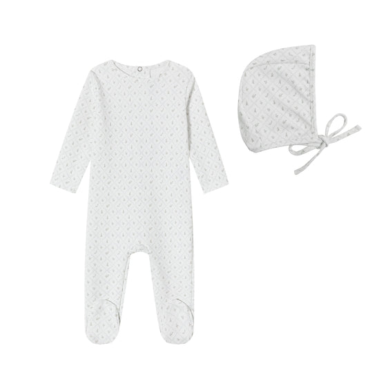 White Geometrical Printed Footie - Boys