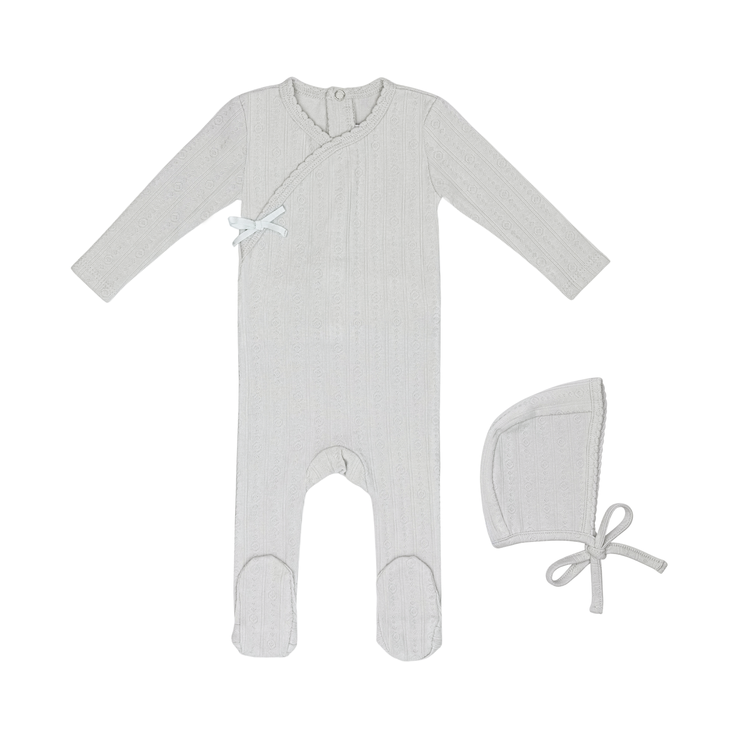 Sea Blue Circle Wrapover Pointelle Footie & Bonnet