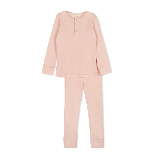 Pink Ribbed Henley PJ