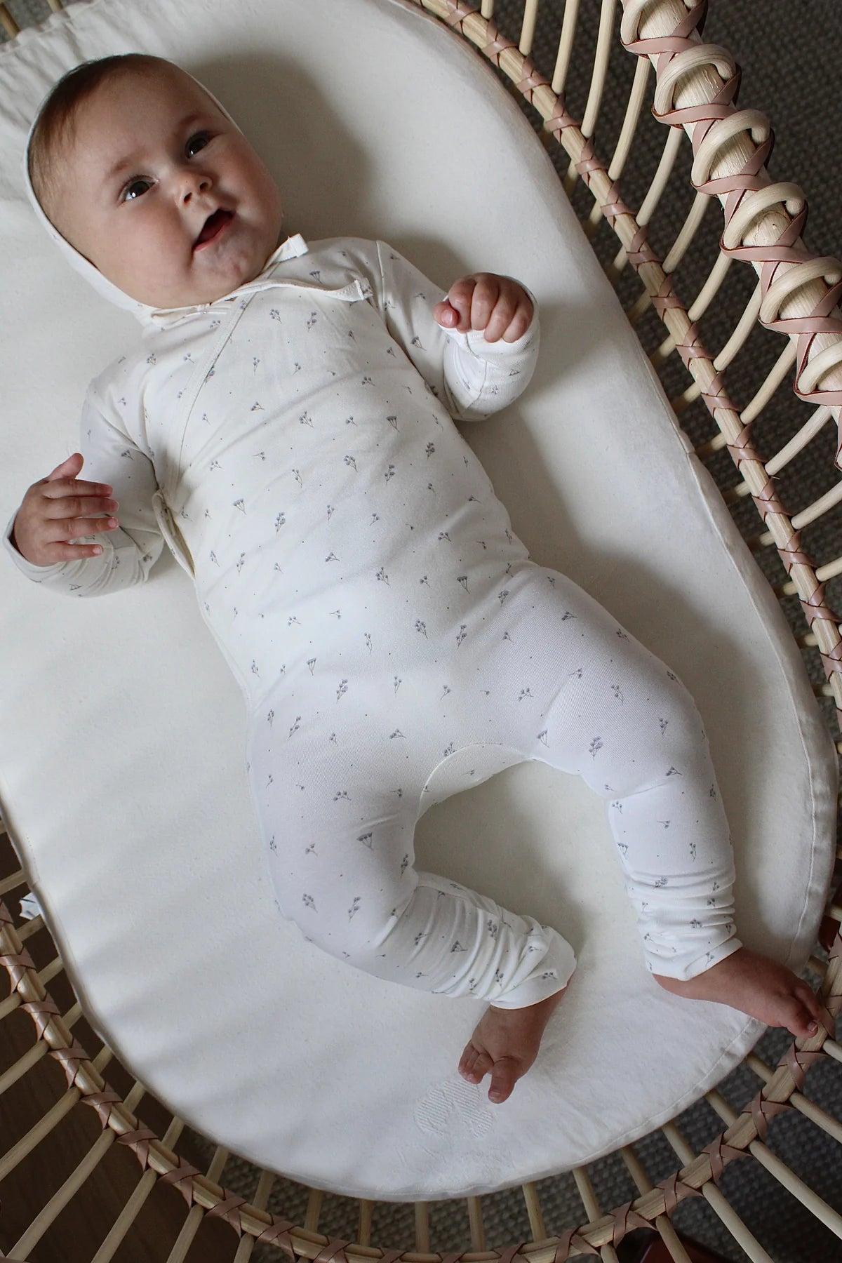 Blue Baby’s Breath Bamboo Wrap Footie