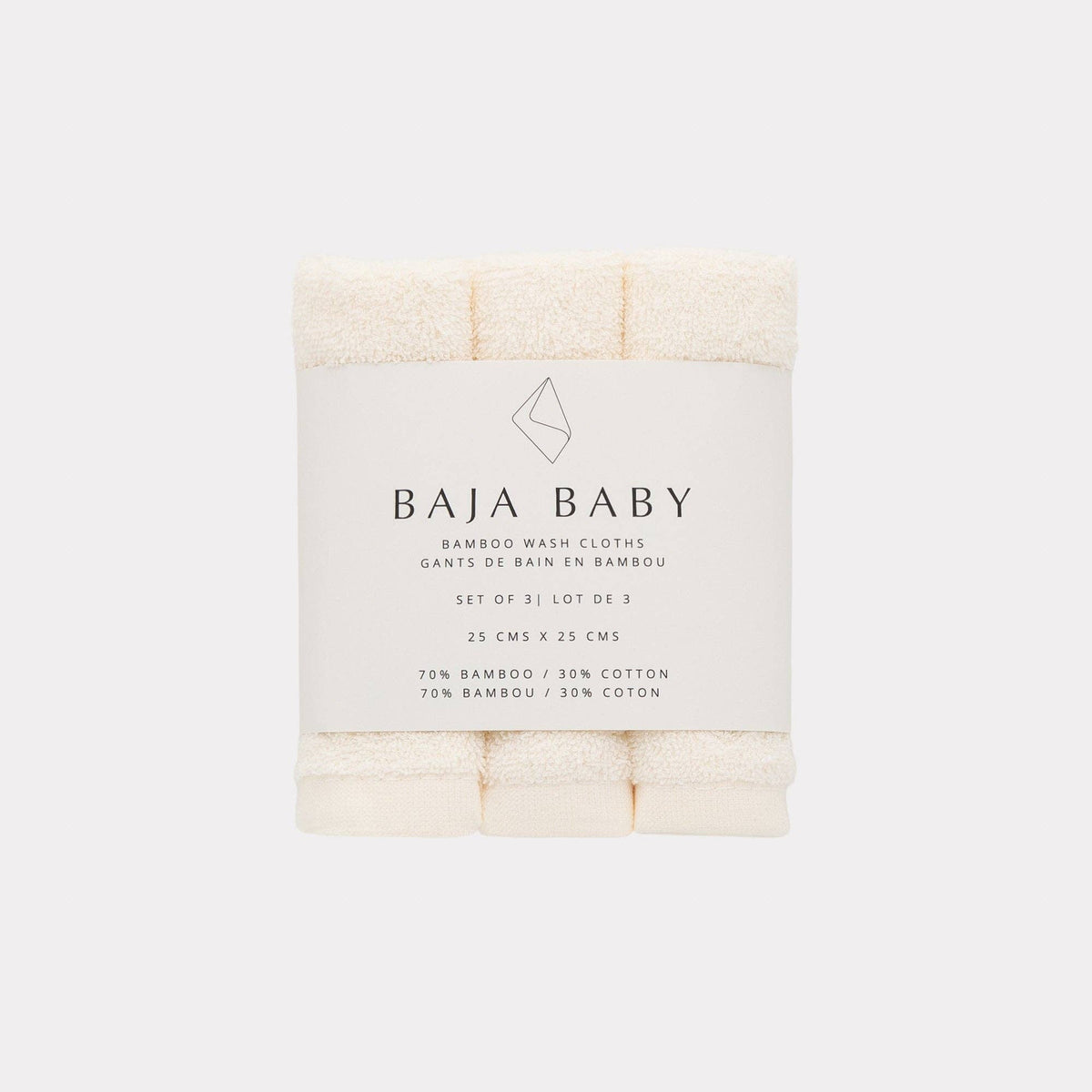 Bamboo/Cotton Wash Cloths | 3 Pack: Off White