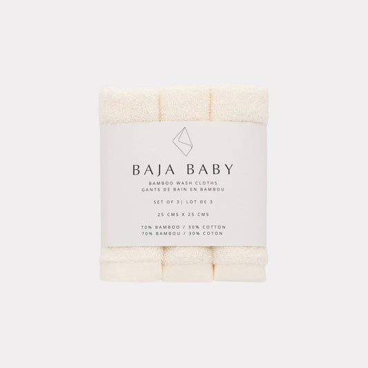 Bamboo/Cotton Wash Cloths | 3 Pack: Off White