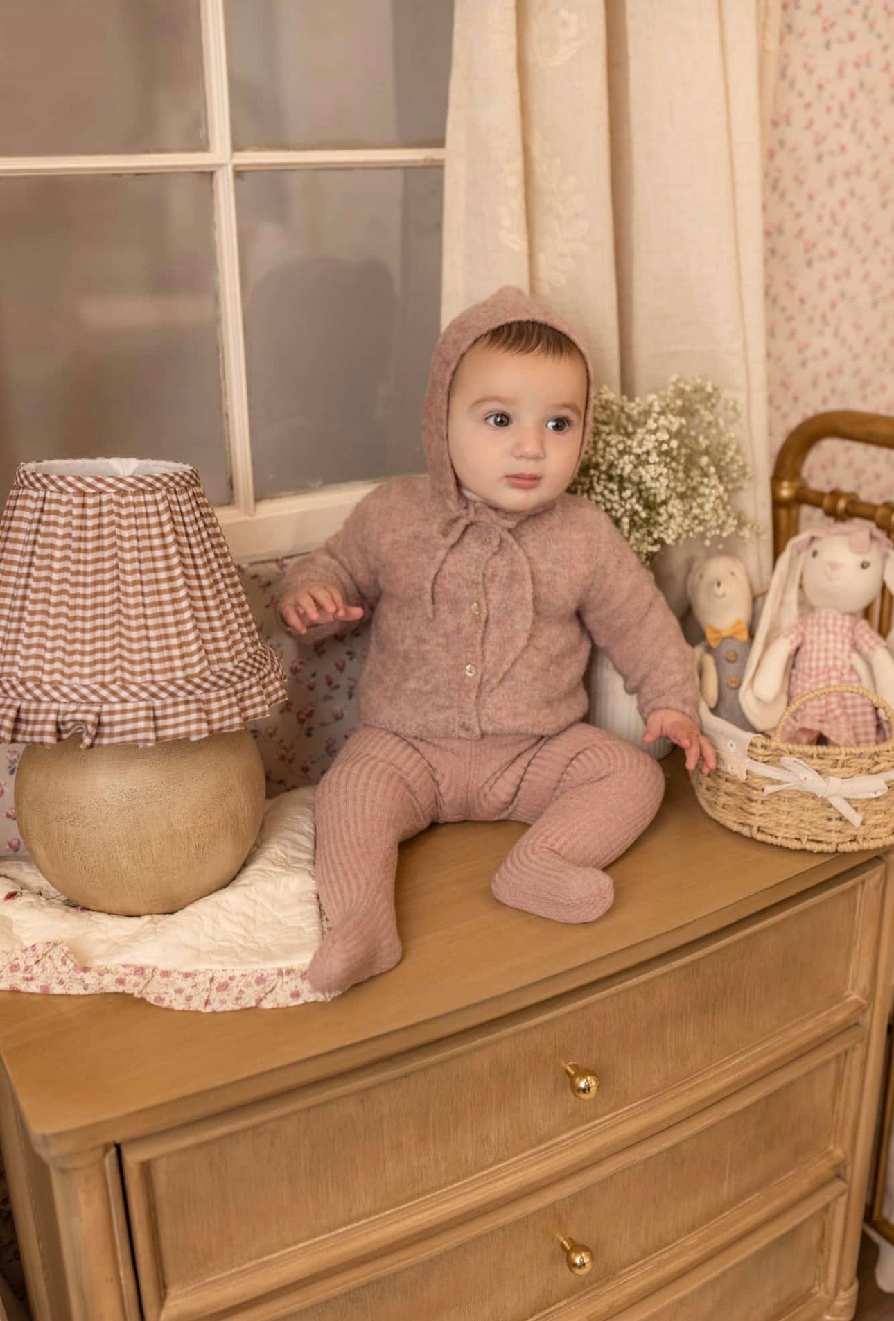 Textured Wool Ensemble - Old Rose