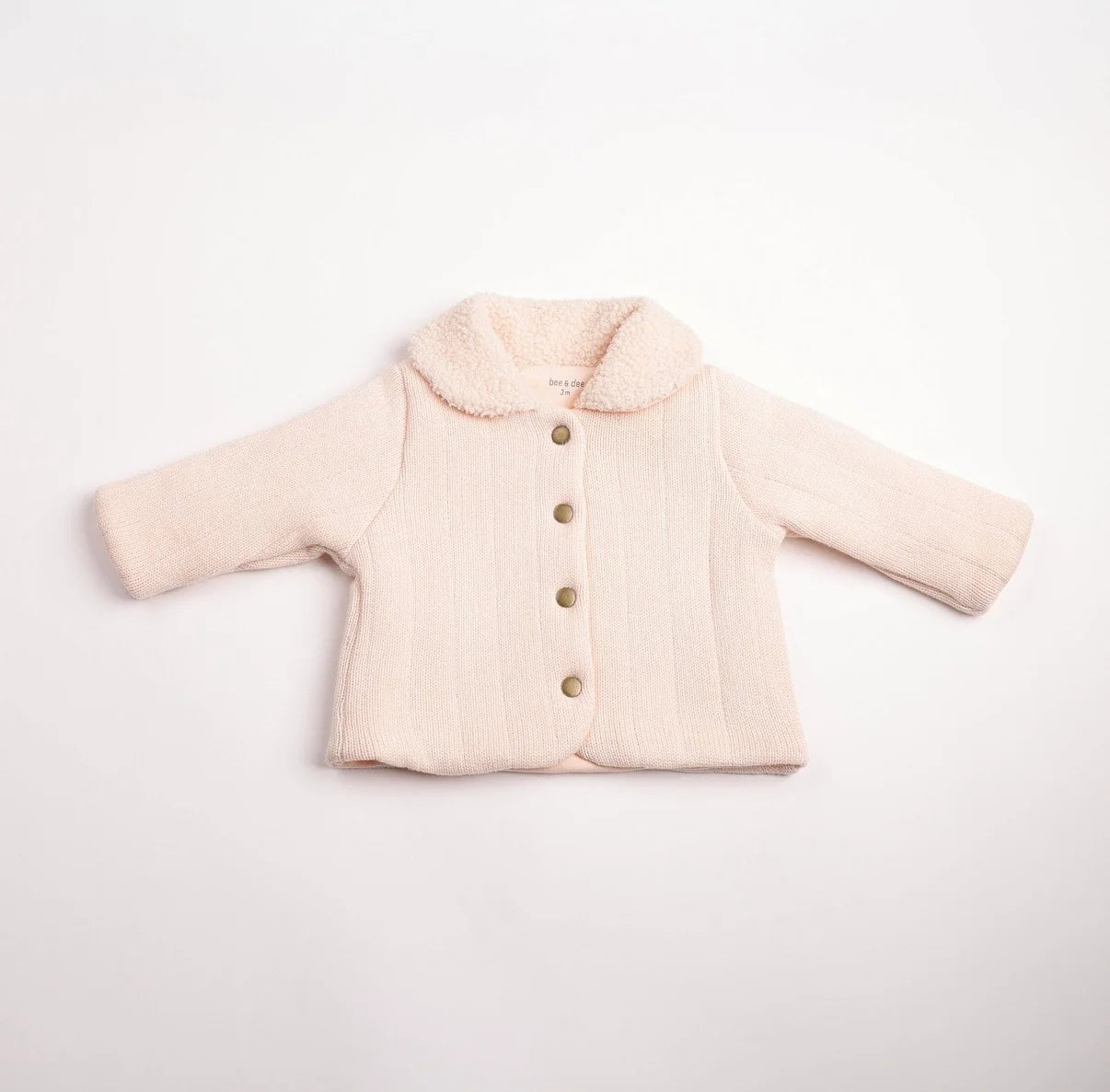 Sherpa Collar Knit Jacket - Pastel Pink