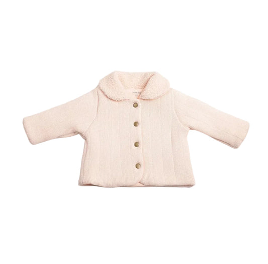 Sherpa Collar Knit Jacket - Pastel Pink