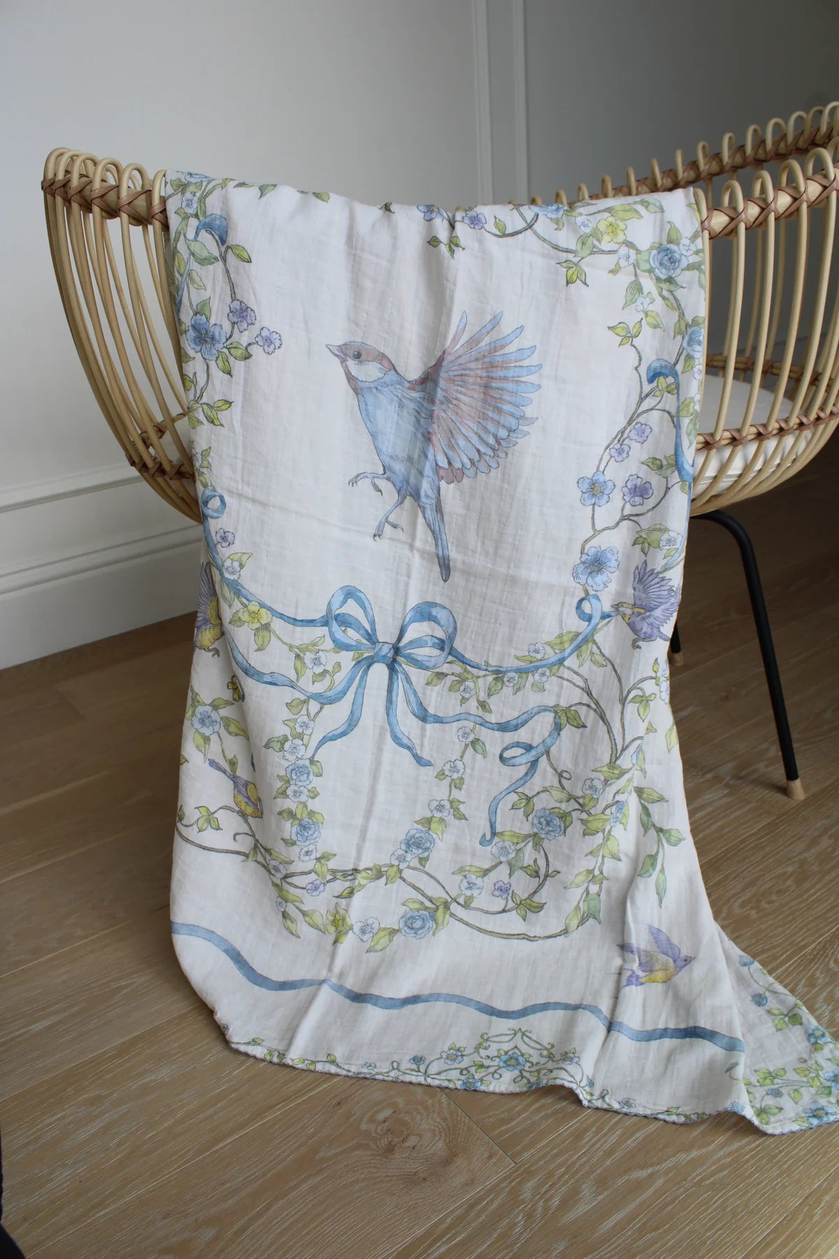 Bluebird Meadow Muslin Swaddle