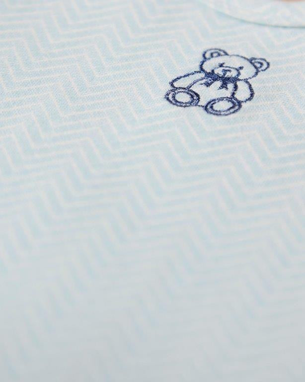 Snuggly Bear Chevron Footie - Blue