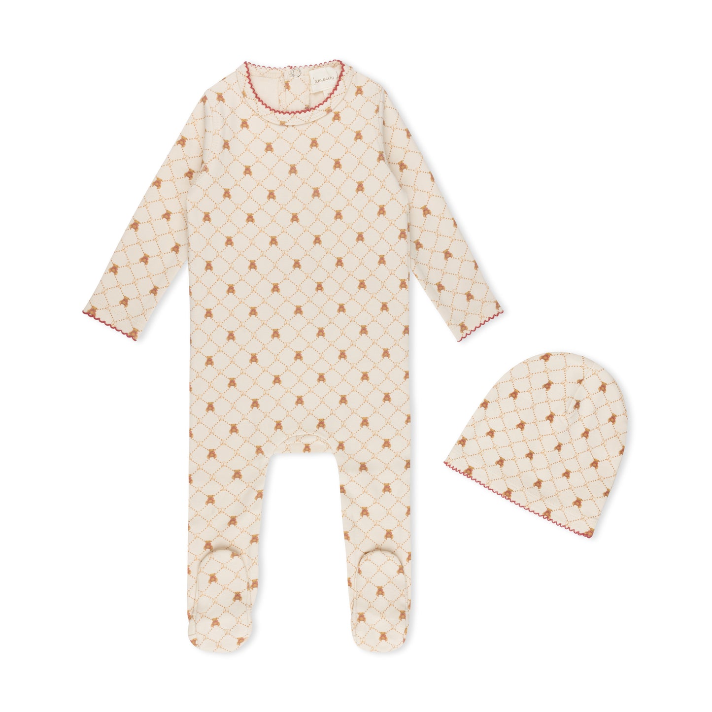 Bear Grid Print Footie - Girls