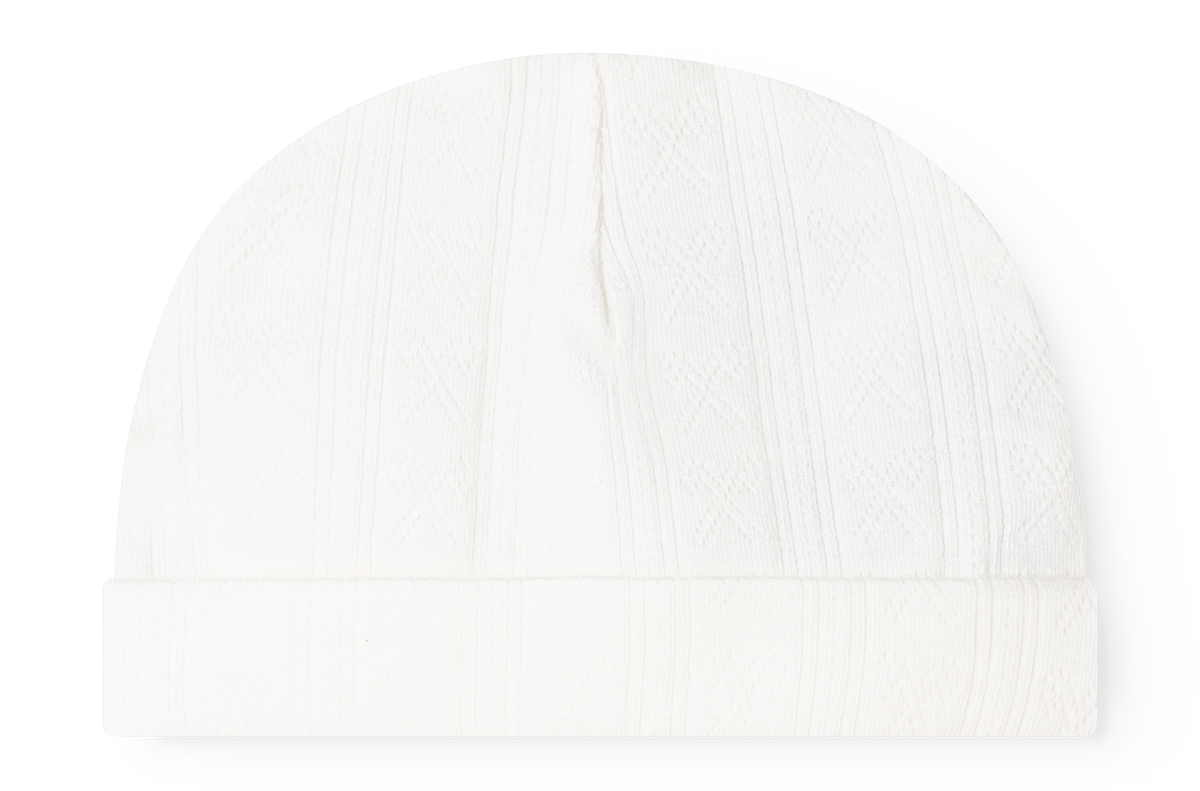 Rubetta Modal Pointelle Footie and Hat - Gentle White