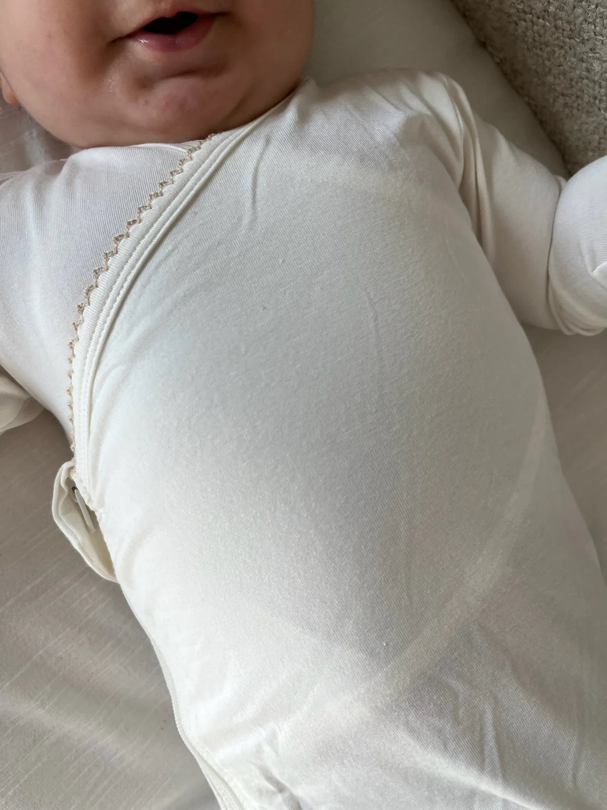 Solid Cream Scalloped Bamboo Wrap Footie