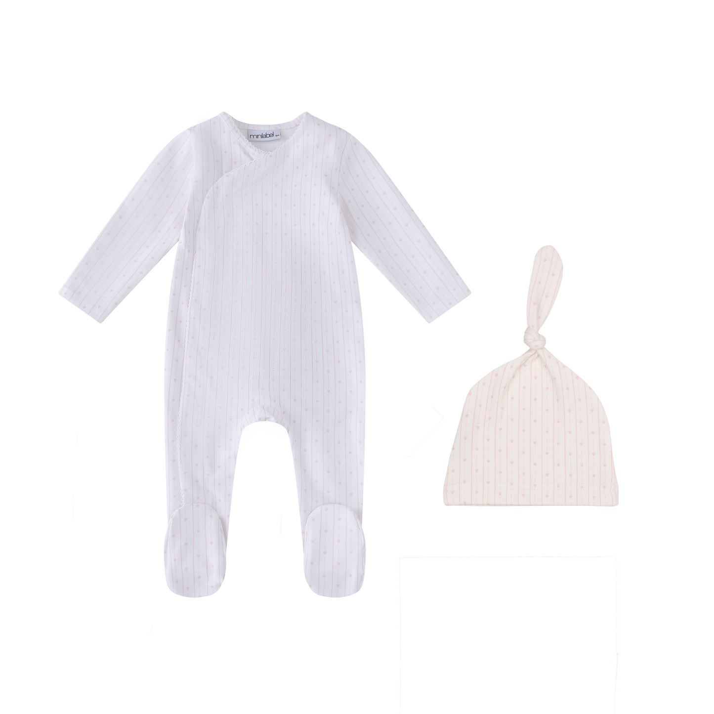 Linear Hearts Footie & Bonnet
