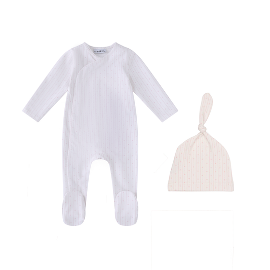 Linear Hearts Footie & Bonnet