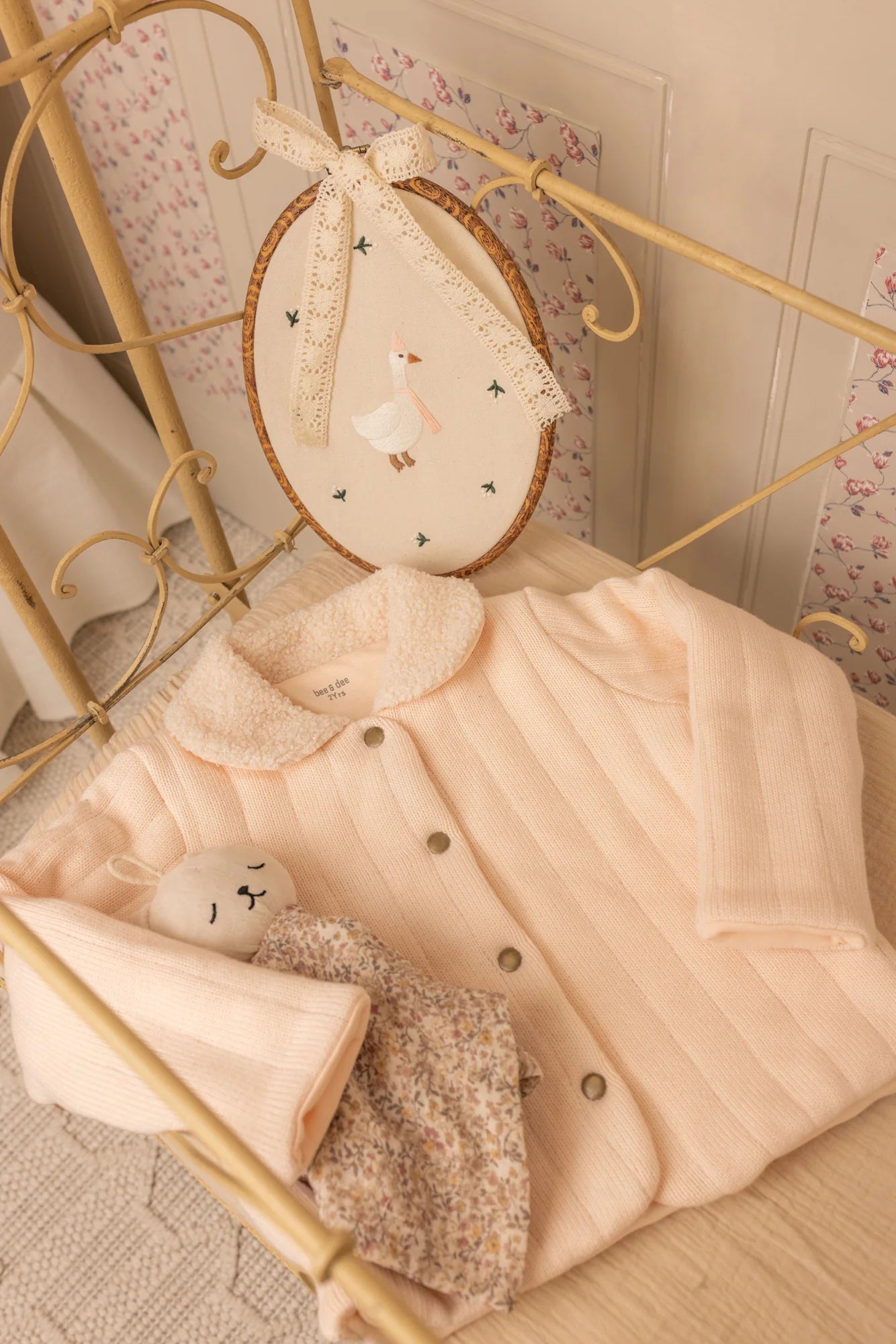 Sherpa Collar Knit Jacket - Pastel Pink